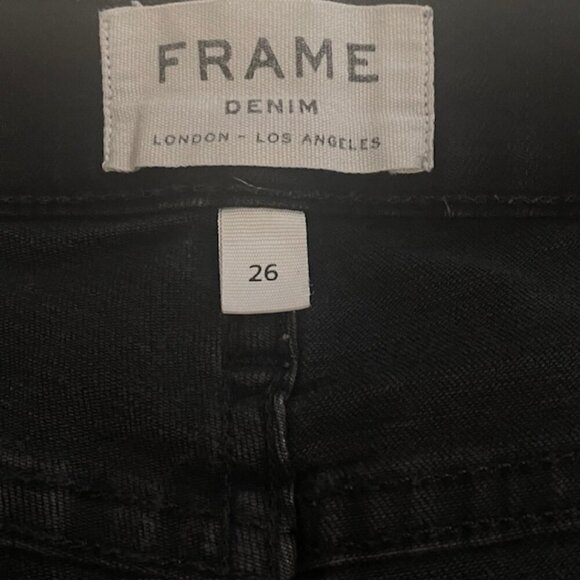 FRAME DENIM Le Skinny de Jeanne Distressed Skinny Jeans in Empire Black, Size 26 - Picture 7 of 12